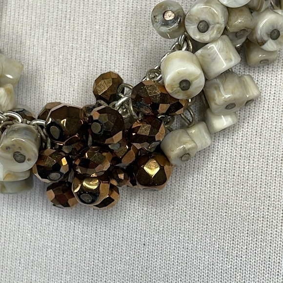 Kenneth Cole Beaded Cluster Chunky Necklace Color Block Silver Tone Chain - Picture 4 of 8